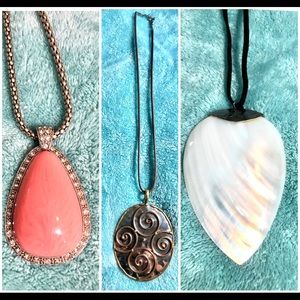 Lot of 3 beautiful necklaces - Pink, White, and Hammered Metal - buy all 3!